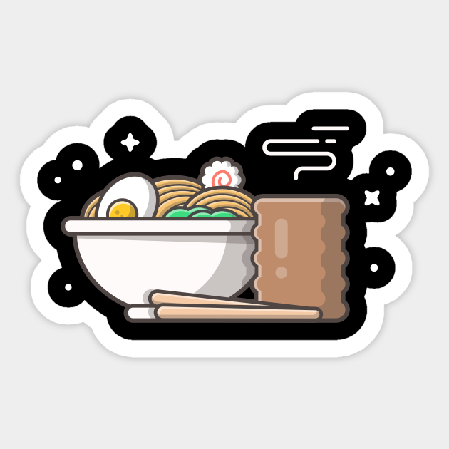 Ramen bowl cartoon - Ramen - Sticker | TeePublic AU